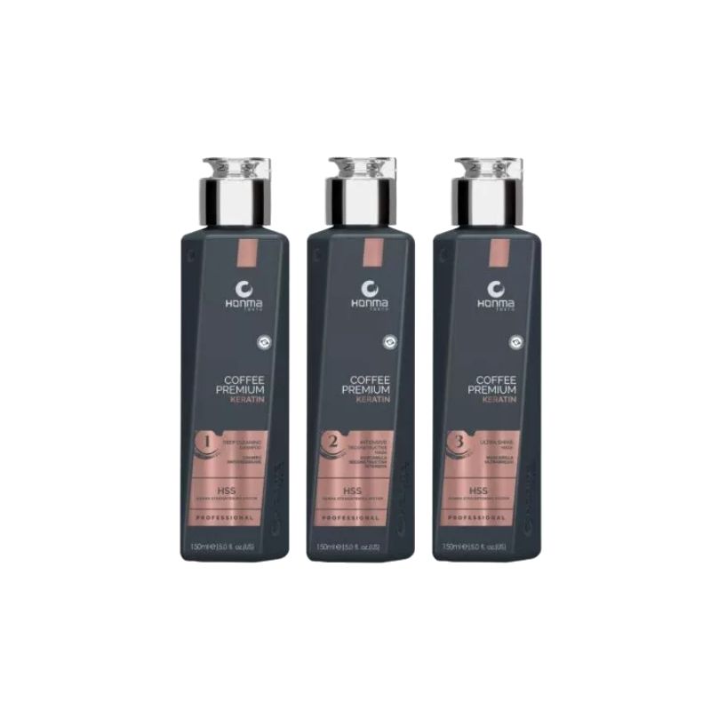 Coffee Premium Alisado Queratina Honma Tokyo Kit 3 x 100ml