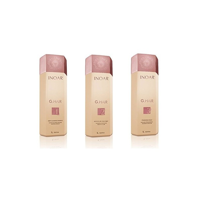 Pack Inoar alisado brasileño G-Hair con keratina 3x1L