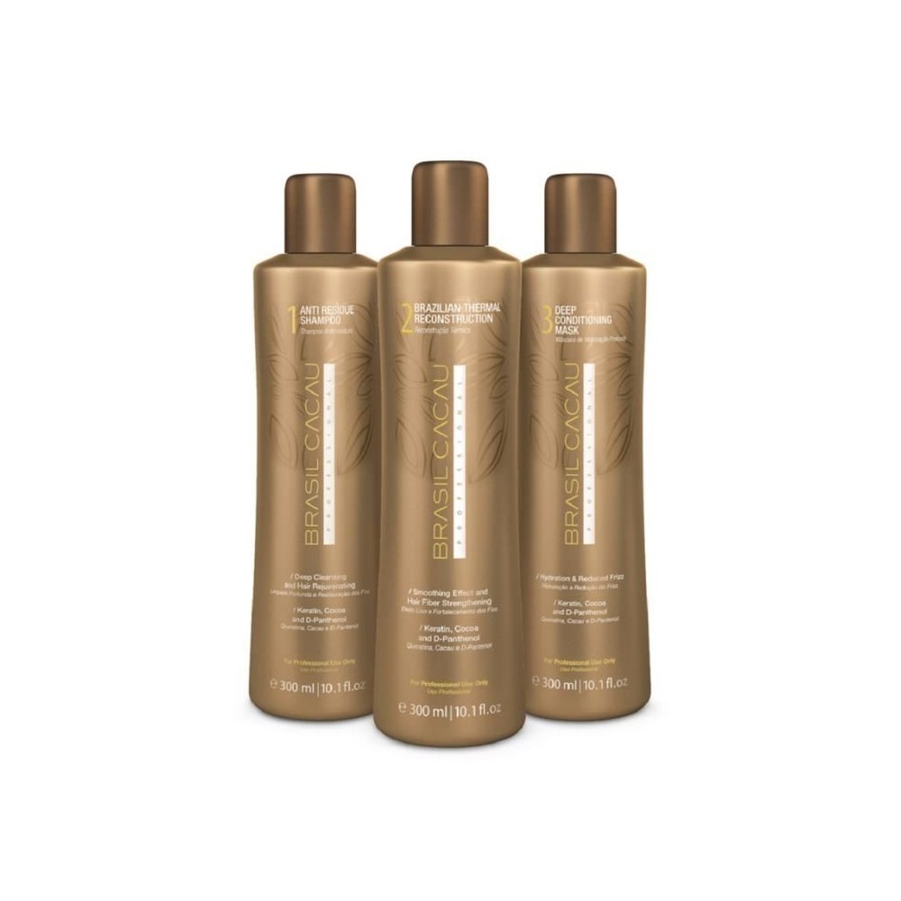 Pack alisado queratina Brasil Cacau Thermal Reconstruction 3x300ml
