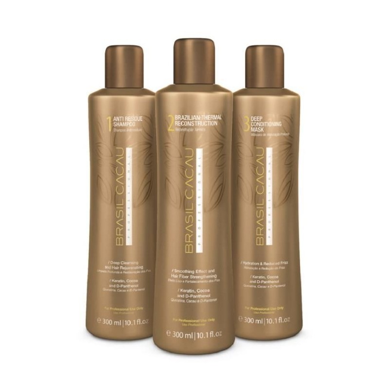 Pack alisado queratina Brasil Cacau Thermal Reconstruction 3x300ml