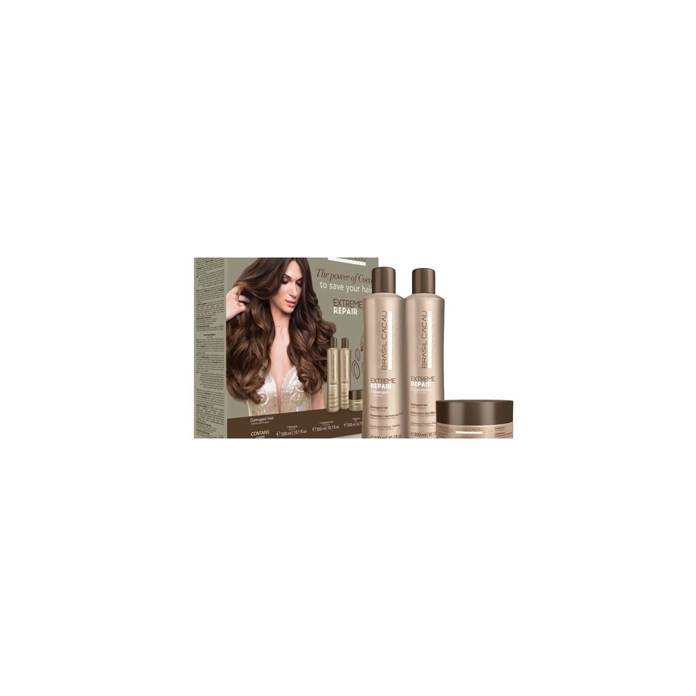 Kit de tratamento de alisamento Cadiveu Brasil Cacau Extreme Repair 3 produtos